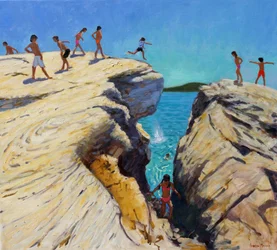 Sauter des rochers, Platanias, Skiathos, 2015